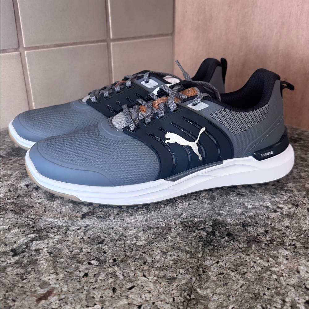 Puma Mens Gray Black Ignite Elevate Golf Shoe size 10